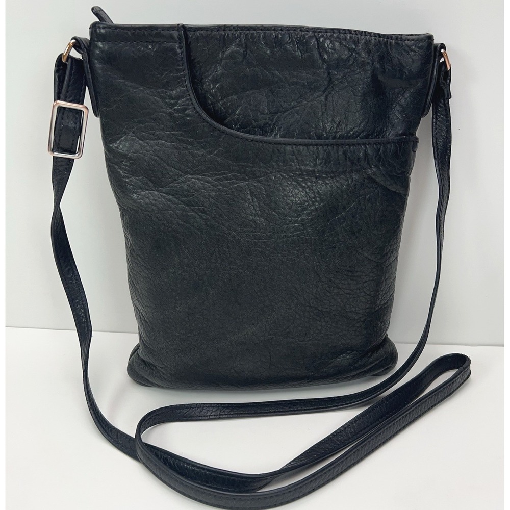 MARGOT Leather Crossbody Bag Dark Green Adjustable Zip Top Hobo Shoulder‎ Purse
